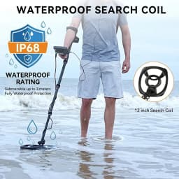 SUNPOW Underground Metal Detector Kit for Adults, 10" IP68 Waterproof Search Coil, 5 Detection Modes, Dual Backlit LCD, High Sensitivity for Gold Coin Relic Beach Treasure Hunting