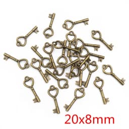 40pcs Key Charms Pendants Antique Bronze plated Metal Retro Slower Heart Keys Charm DIY Jewelry Making Accessories Necklace