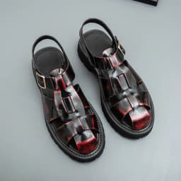 4.5Cm Thick Sole Heightening Sandals Men's Glossy Cowhide Buckle Business Casual British Genuine Leather Summer Sandals for Men