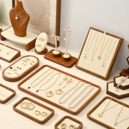 WoodTen Solid Wood Jewelry Tray Retro Ring Earring Display Necklace Bracelet Watch Jewelry Tray Stackable Jewelry Organizer Tray