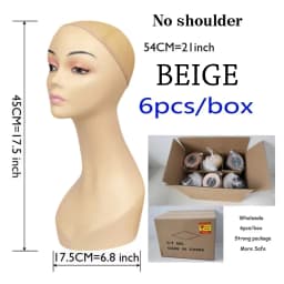 Half Shoulder Dummy Head 6Pcs/Box Fiber Glass Mannequin Head With Bottom Cover Wig Display Stand Female Mannequin Head For Wig