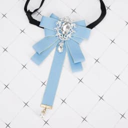 Gorgeous Bow Tie Vintage Luxury Lady Head Diamond Pearl Ribbon Tassel Brooch Chic Girls Elegant Costume Jewelry Collar Pin