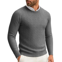 Men's Crewneck Knitted Pullover Sweater Fit Long Sleeve Casual Sweaters Winter Warm Twist Patterned Cable Work Jumper