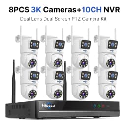 Hiseeu H.265 10CH NVR 3K 6MP Surveillance System Dual Lens Smart PTZ IP Camera Color Night Vision Auto Tracking WiFi CCTV System