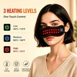 Heated Nose Wrap Red Light Nose Warmer Rechargeable 3 Heat Levels Adjustable Ear Loops Soft Plush Lining Portable Heating Mask