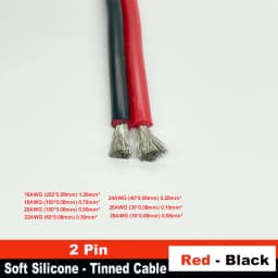 2-pin red and black PVC or silicone extension cable 28awg 26awg 24awg 22awg 20awg 18awg 16awg Tinned copper domestic wire