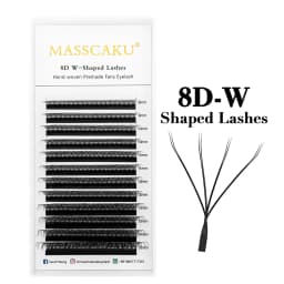 New MASSCAKU 5cases/lot  W Shape Eyelash Extensions 3D-8D Premade Volume Fans WW Style False Eyelashes Natural Private Label