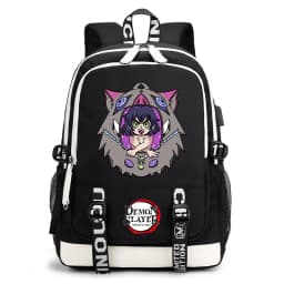Demon Slayer Anime Print Student Backpack USB Charging Port Lightweight School Bag for Boys Girls