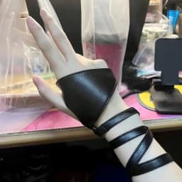 Women Black Strap PU Leather Half-Finger Fingerless Sexy Gloves Punk Hip-Hop Stage Perfermence Cosplay Costume Accessories