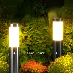 Solar Stainless Steel LED Modern Pathway Lights Upgraded Courtyard Outdoor Garden Cylindrical Lawn Light Outside Walkway Decor