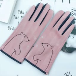 Winter Female Single Layer Warm Cashmere Full Finger Button Cycling Mittens Women Suede Leather Touch Screen Driving Gloves J23