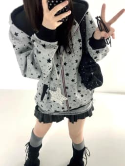 Y2k Sweet Loose Casual Jacket 2026 New 2000s American Vintage Polka Dot Sweatshirts New Spring Fashion Letter Print Hooded Women