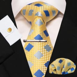 8cm Silk Mens Ties Green Black Ties Plaid Stripe Necktie Pocket Square Cufflinks Tie Clips Set Men's Wedding Business Party Tie