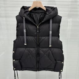 Schinteon Women 90% White Duck Down Vest with Hood Casual Sleeveless Jacket Simple Solid Color Fashionable Autumn Winter Top New