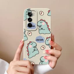 For OPPO Reno12 Pro 5G Case Lovely Dinosaur Liquid Silicone Soft Cases Shockproof Phone Cover For OPPO Reno 12 12Pro Fundas Capa