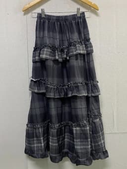 Y2k Harajuku Vintage Long Skirts Plaid Ruffles Patchwork Casual Loose Cake Skite Punk Gothic Streetwear All Match Women Clothing
