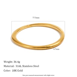 MamacitaSlay 316L Stainless Steel Stackable Hammered Textured Thin Smooth Bracelet 18K Gold Plated Waterproof Women Jewelry Gift