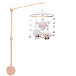 DIY Baby Crib Bed Bell Holder Arm Toy Imitation Wood Grain Infant Bed Decoration Toys Rotating Music Box Nut Screw Arm Bracket
