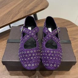 Designer Rivet Leather Mary Jane Shoes Women's Flat Bottom One Button Cross Ballet Shoes Retro Versatile Single Shoes