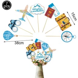 Global Travel Disposable Tableware Plates Cups Hanging Spiral Cake Topper Balloons Adventure Retirement Graduation Party Decor