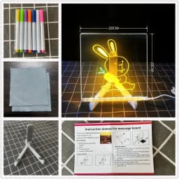 Acrylic Clear Light Up Drawing Board Glow Memo LED Rewritable Message Board Kids DIY Toys with 7 Color Markers Pen and Stand