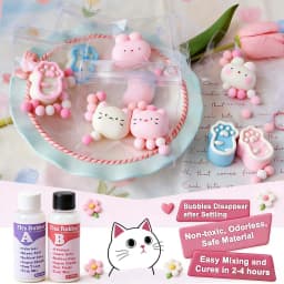 Taba Squishy Kit Handmade Accessories with 50Ml A and 50Ml B Liquid Gel Rabbit Cat Silicone Mold Tools DIY Cute Cartoon Animals