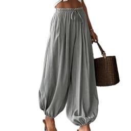 New 2026 Women's Autumn Loose Drawstring Wide Leg Long Lantern Pants Vintage Draped Fashion Casual Women's Harem Pants