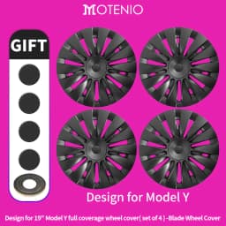 4PCS Wheel Cap Design For Tesla Model Y 2020-2024 19 Inch Right&Left Hubcaps Cyclone Cover Wheel Cover Replacement Accessories