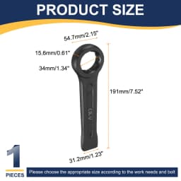 Uxcell Box End Striking Ring Wrench 17mm-48mm Metric CR-V Steel 12-Point Flat Strike Wrench Baking Paint Single Head Spanner