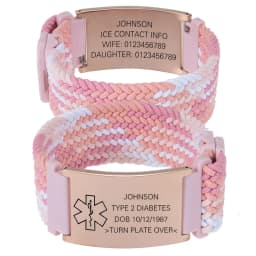 Personalized Medical Alert Bracelet Elastic Nylon Custom Engraved Tag Medical ID Bracelet Adjustable Keepsake Gift for Health