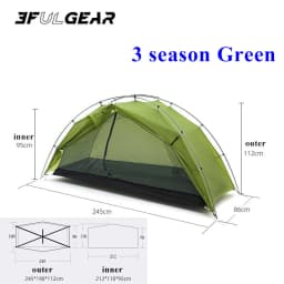 3F UL TAICHI 1 Person No-See-Um 3 Season/4 Season Camping 15D Silicon Coated Tent