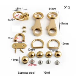 1-5Sets Gold,Silver Stainless Steel Rectangle Eyelets Hanger Clasp Locks For Women DIY Handbags Shoulder Purse Bags Accessories