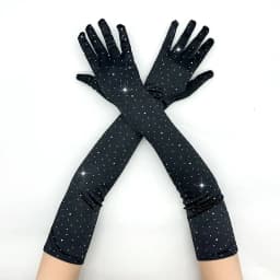 Women 55cm Satin Flash Drill Shiny Long Gloves Retro Campus Dance Party Wedding Bride Stage Performance Opera