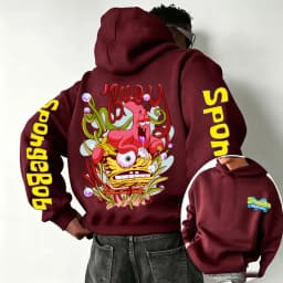 SpongeBob SquarePants and Patrick Star Cartoon Anime 2026 Spring and Autumn Men's and Women's Fashion Sports Hoodies