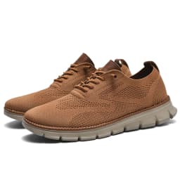 Men's Breathable Knit Casual Sneakers - Lightweight Slip-On Walking Shoes, Elastic No-Tie Laces, Comfortable Work & Daily Footwe