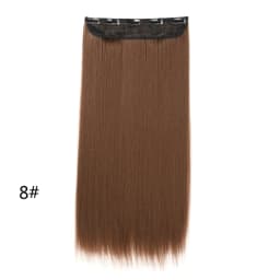 WIGSIN 60cm Synthetic Long Straight Clip In One Piece Hair Extension 5 Clips Brown Black Heat Resistant Fake Hair for Women