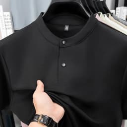 2026 New Men's Single Button Henley Neck Tee Comfortable Textured Fabric Short Sleeve For Casual And Business