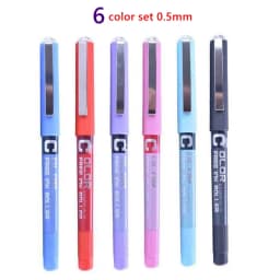 7pcs/set Large Capacity Straight liquid Roller Gel Pens 0.28/0.38/0.5mm Needle Tip Colour Ink Ball Pen School Office Stationery