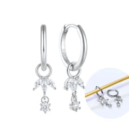 925 Sterling Silver Ear Needle White Zircon Silver Series Earrings ins Tassel Pendant Hoop Earrings For Women Advanced Jewelry