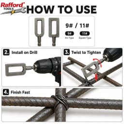 Rafford 1/4 Inch Hex Shank Wire Twister Drill Attachment, 9#/11# Rebar Tie Wire Winder Tool for Fence Repair & Construction