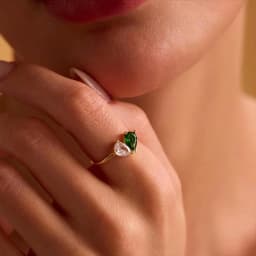Custom Heart Birthstone Ring Elegant Women Personalized 2 Birthday Stone Anillos Couples Gold Color Jewelry Mothers Day Gifts