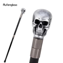 Silver Resin Skull Walking Cane Fashion Decorative Stick Elegant Cosplay Cane Knob Crosier 94cm Performance Stage Cane