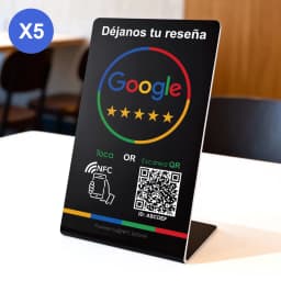 Spanish English QR Code NFC Standing Sign Google Review NFC215 Review Stand Click URL Unlimited Modification Editing QR Codes