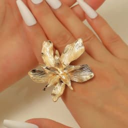 Personality Design Double Layered Big Flower Ring for Women Trend Punk Party Adjustable Finger Rings Fashion Jewelry Gift