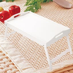 Foldable Bamboo Breakfast Tray with Handles - Ideal for Bed, Sofa or TV - Laptop, Snack and Meal Tray (Black/White)