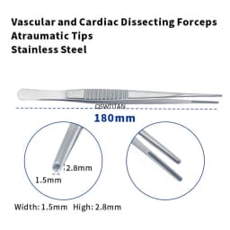 Stainless steel Vascula and Cardiac Dissecting ForcepsAtraumatic tips Tissue tweezers Microsurgical instruments