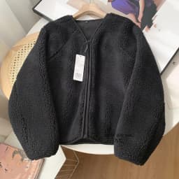Lamb Fur Women Coats Autumn Winter Solid Thick Warm V-Neck Long-Sleeved Casual All Match Female Outwear Jackets