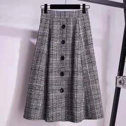Large Size Women's Autumn Winter Elastic Waist A-line Skirt Woman Skirts Faldas Jupe Korean Retro Plaid Mid-Long Skirts Size 4XL