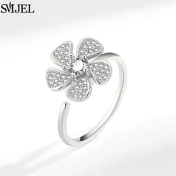 Korean Fashion Daisy Spinner Fidget Ring Multiple Style Sunflower Rose Snowflake Rotate Freely Anti Stress Anxiety Rings Wedding