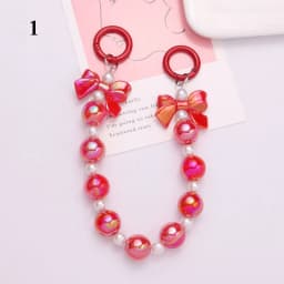 Y2K Cute Bowknot Phone Charm Strap Lanyard DIY Beaded Pendant Sweet Girl Keychain For iPhone Accessories Purse Bag Pendants